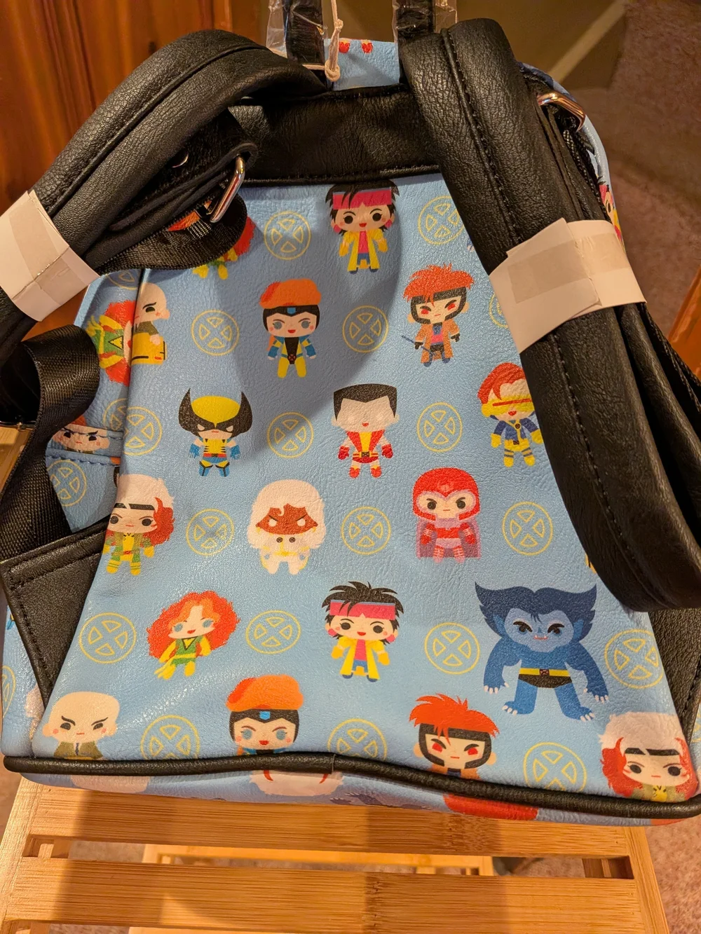 Loungefly Light Blue Marvel Mini Backpack with Character Pattern